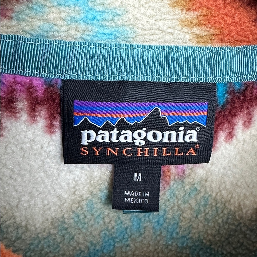 Patagonia Synchilla Snap T Fleece Timber Twist Aztec Pullover Cinder Red Sz M - Picture 13 of 17
